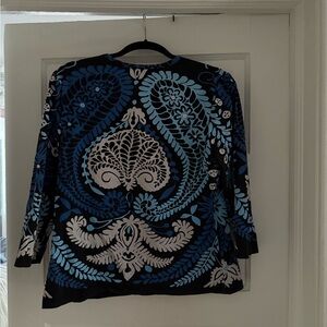 Blue and Black Paisley Women's Top